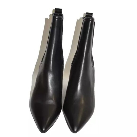 $550 VERONICA BEARD Pointed Toe Wedge Iluska Bootie BLACK LEATHER 8 (MF11) - Picture 3 of 7